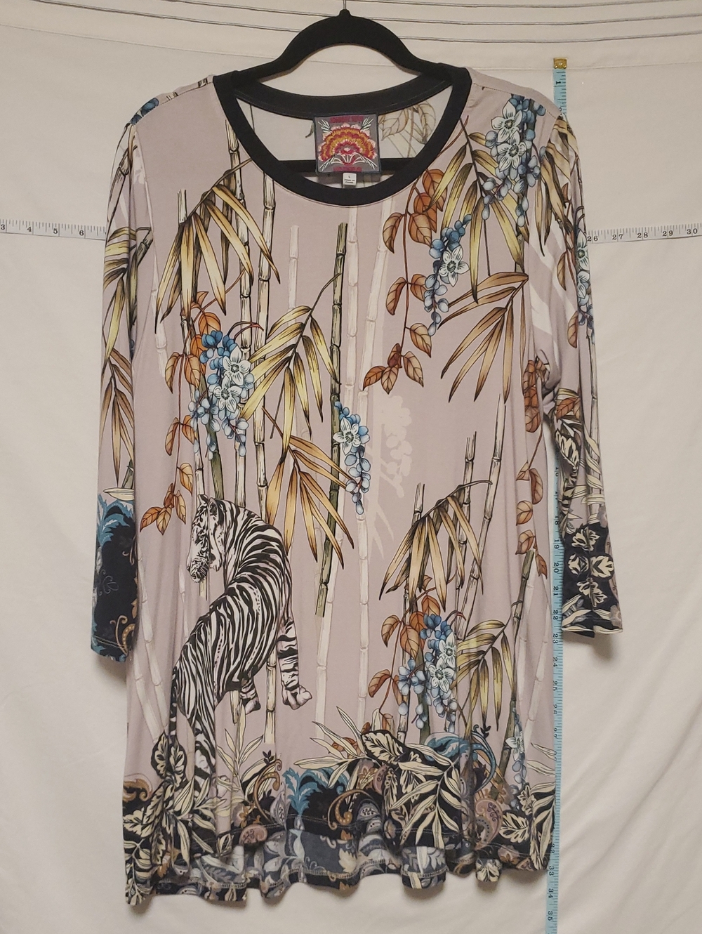 Johnny Was Floral Tiger Bamboo Tunic Lg Arrsy Boho Whimsical